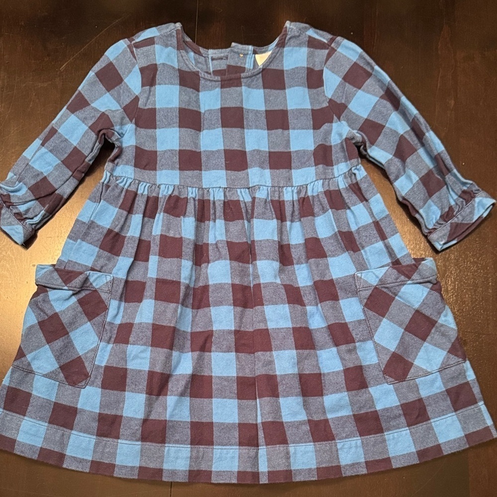 Hanna Andersson Blue and black Plaid Kids Dress